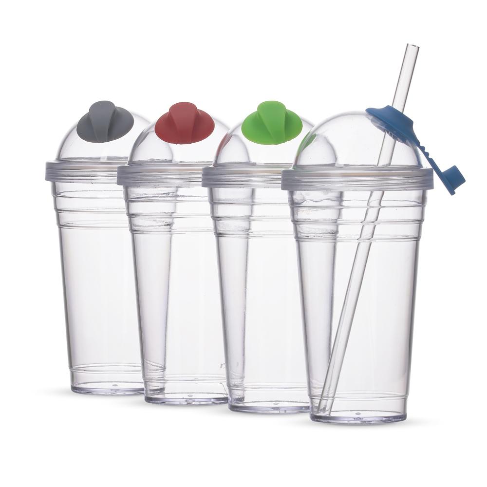 13866-Copo Plástico 480ml com Canudo