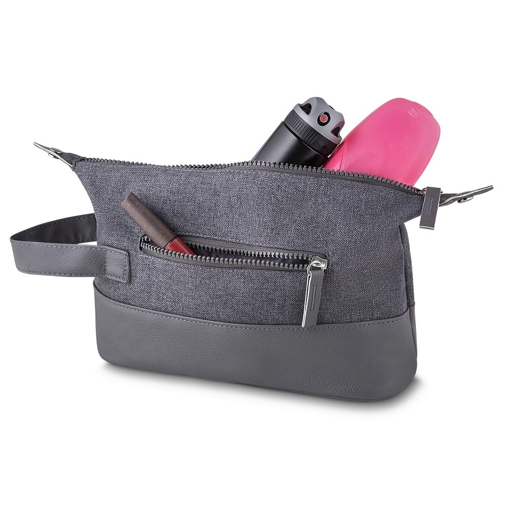 13987-Necessaire Nylon com detalhes em Couro Sintético
